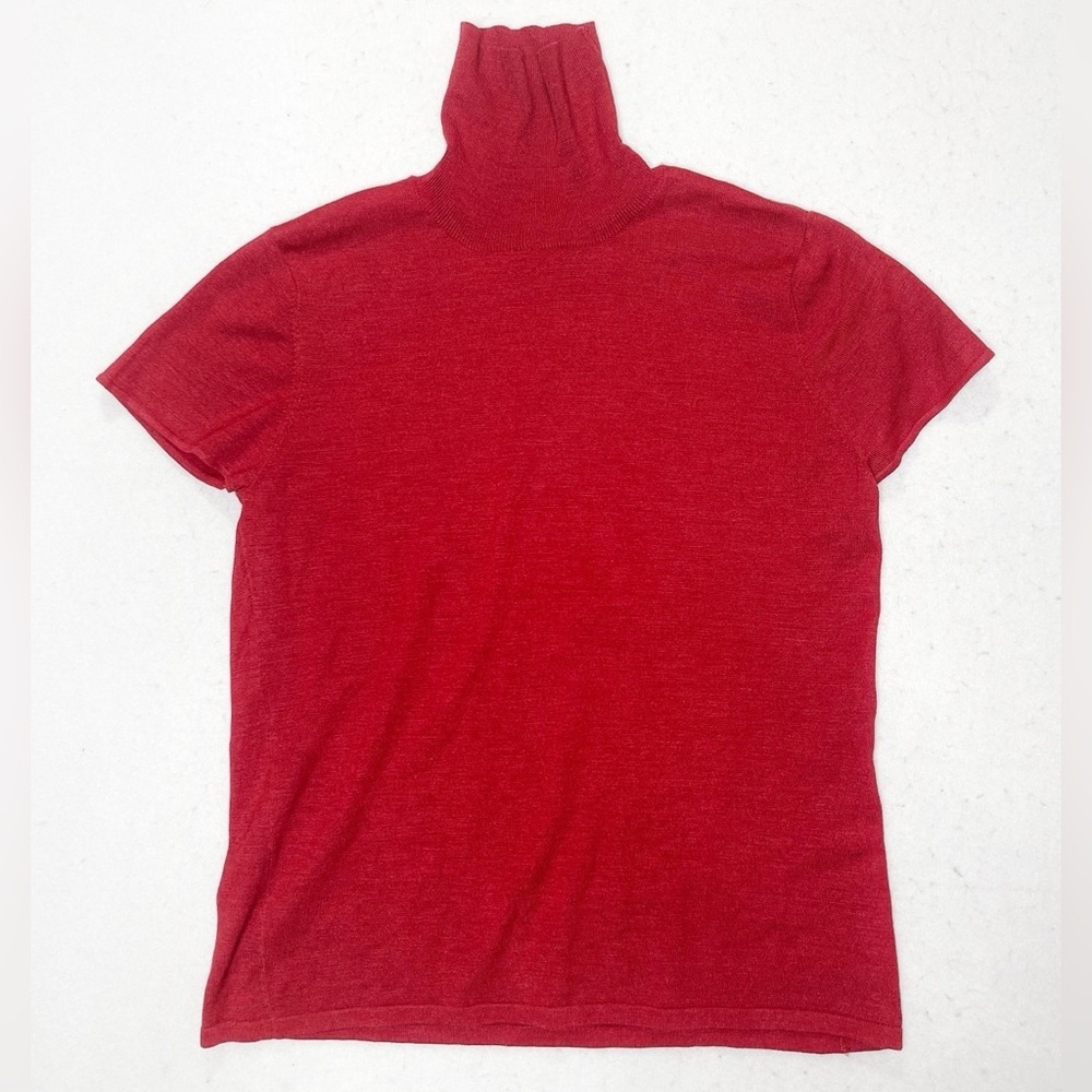 Vintage Banana Republic Silk Blend Crimson Red Turtleneck Top Size XL